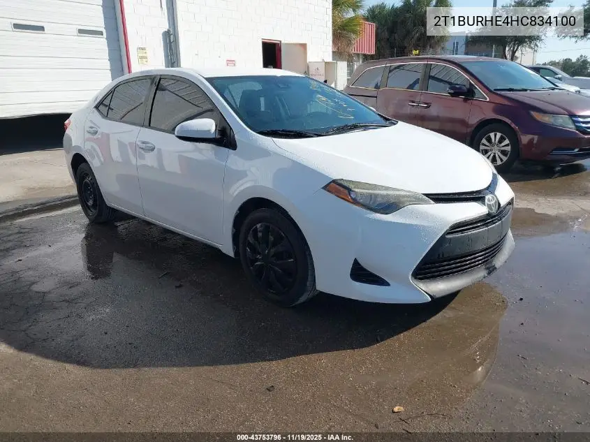 2T1BURHE4HC834100 2017 Toyota Corolla Le