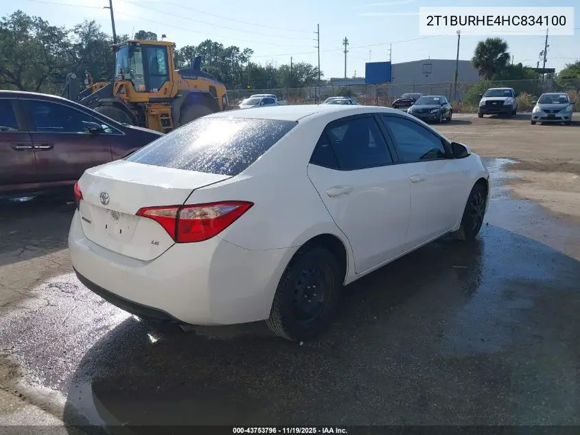 2T1BURHE4HC834100 2017 Toyota Corolla Le