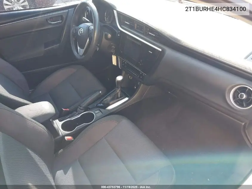 2T1BURHE4HC834100 2017 Toyota Corolla Le