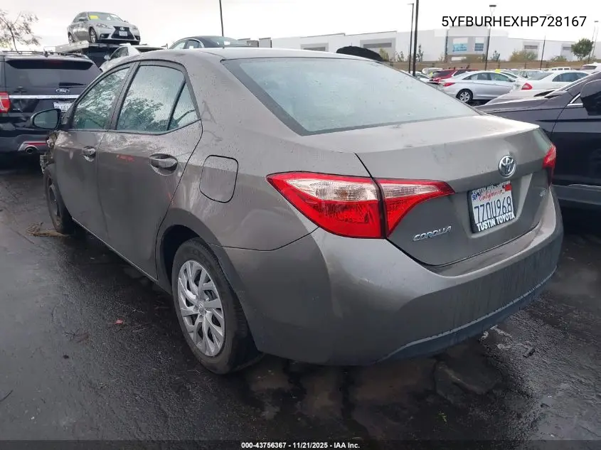 5YFBURHEXHP728167 2017 Toyota Corolla Le