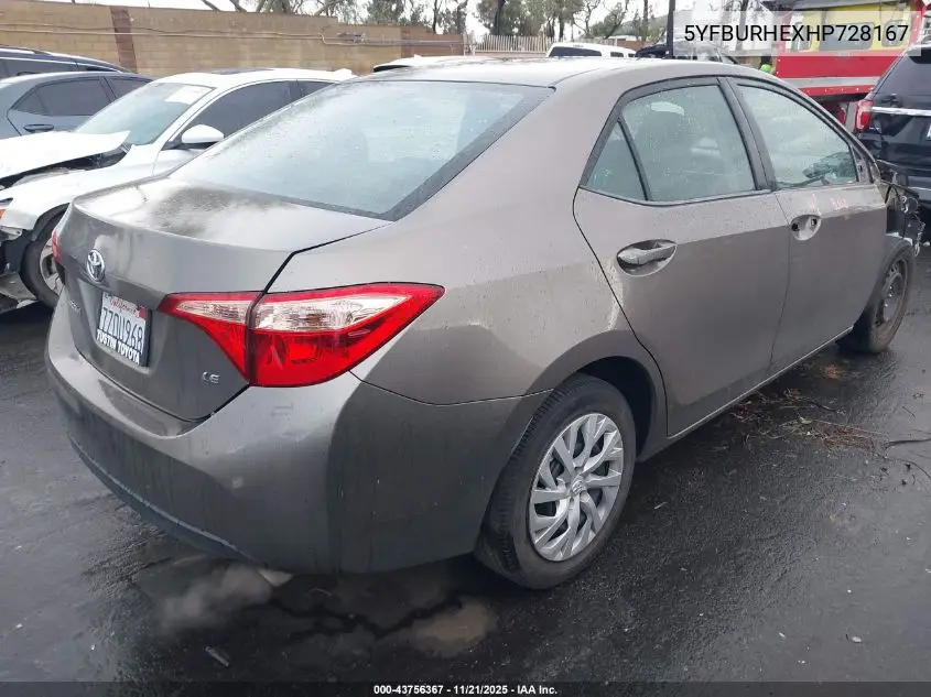 5YFBURHEXHP728167 2017 Toyota Corolla Le