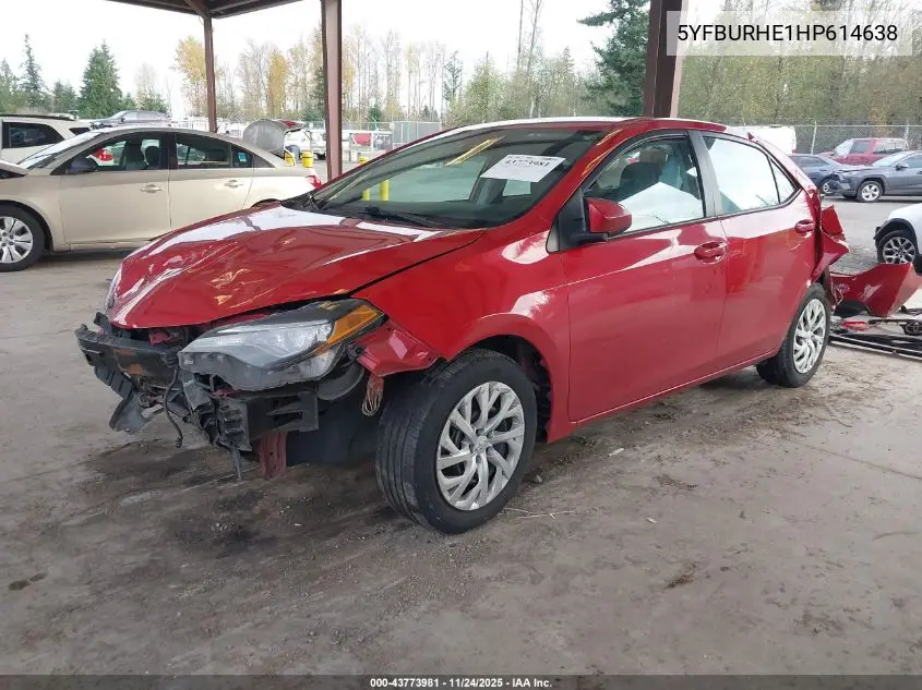5YFBURHE1HP614638 2017 Toyota Corolla Le