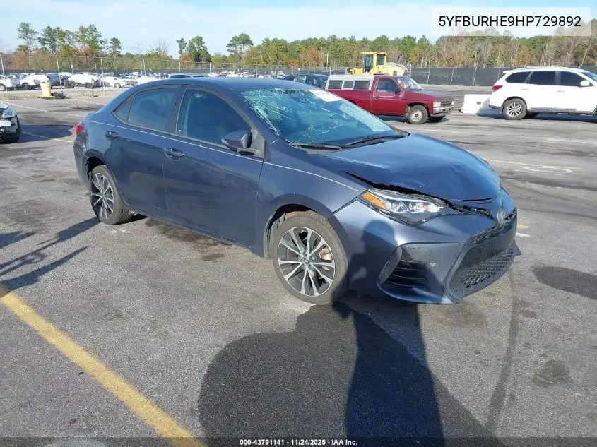 5YFBURHE9HP729892 2017 Toyota Corolla Se