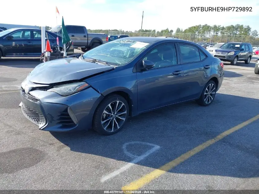 5YFBURHE9HP729892 2017 Toyota Corolla Se