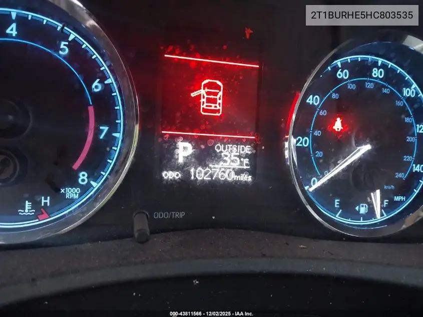 2T1BURHE5HC803535 2017 Toyota Corolla Le