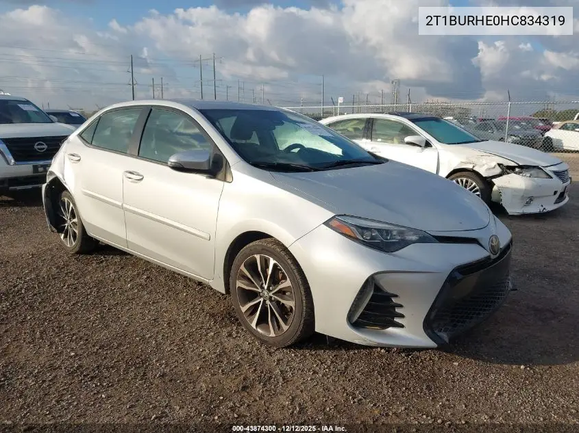 2T1BURHE0HC834319 2017 Toyota Corolla Se