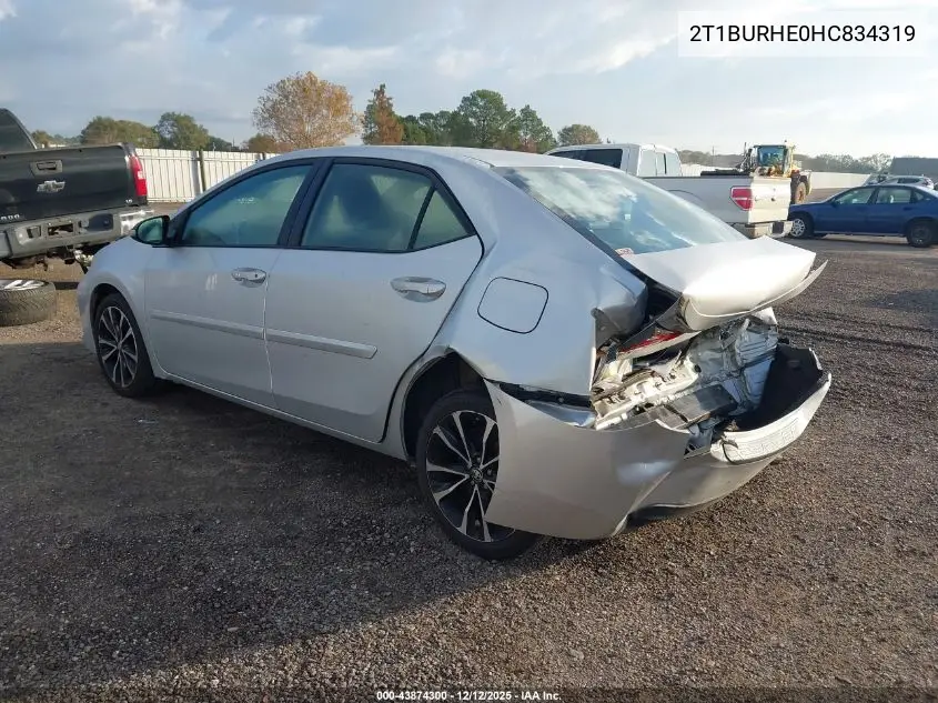 2T1BURHE0HC834319 2017 Toyota Corolla Se
