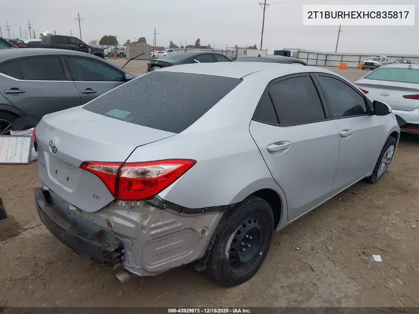 2T1BURHEXHC835817 2017 Toyota Corolla Le
