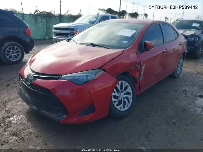 5YFBURHE0HP589442 2017 Toyota Corolla Le