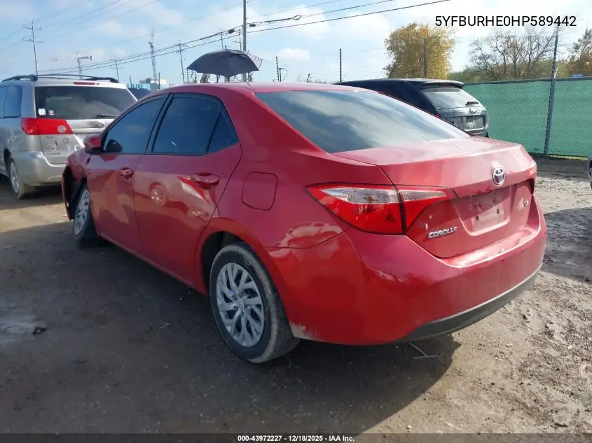 5YFBURHE0HP589442 2017 Toyota Corolla Le