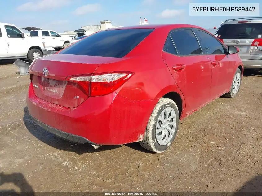 5YFBURHE0HP589442 2017 Toyota Corolla Le