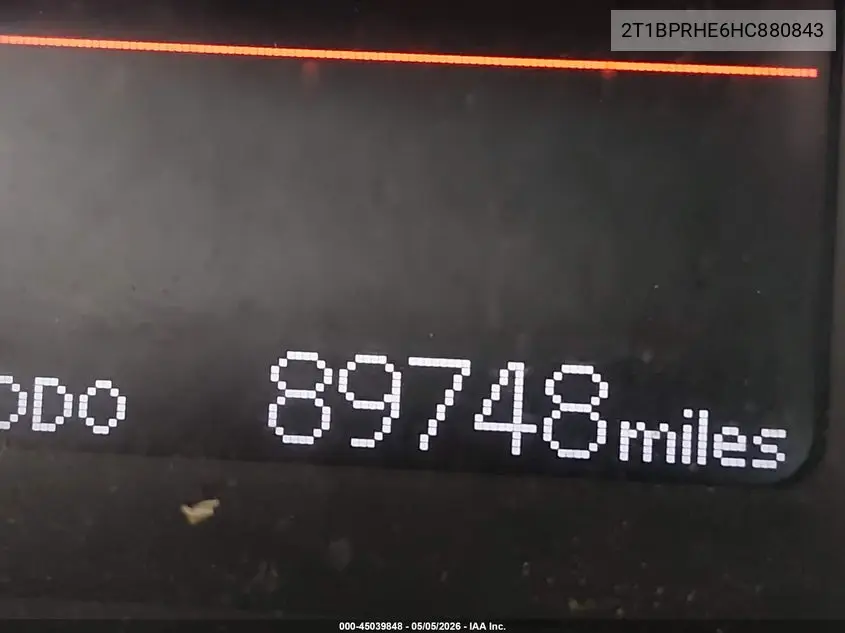 2T1BPRHE6HC880843 2017 Toyota Corolla