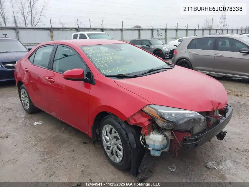 2T1BURHE6JC078338 2018 Toyota Corolla Le