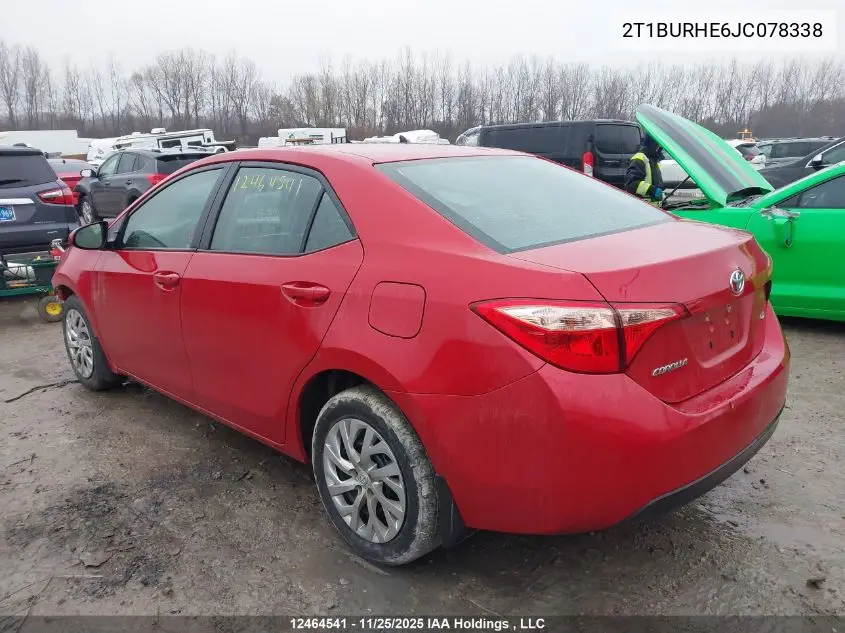 2T1BURHE6JC078338 2018 Toyota Corolla Le