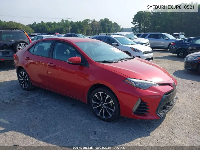 2018 Toyota Corolla Se VIN: 5YFBURHEXJP810521 Lot: 40206335