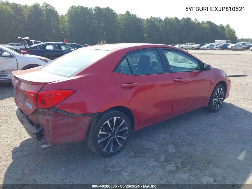 2018 Toyota Corolla Se VIN: 5YFBURHEXJP810521 Lot: 40206335