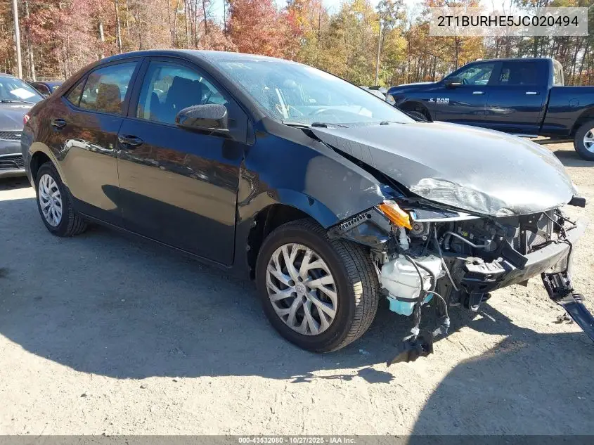 2T1BURHE5JC020494 2018 Toyota Corolla Le