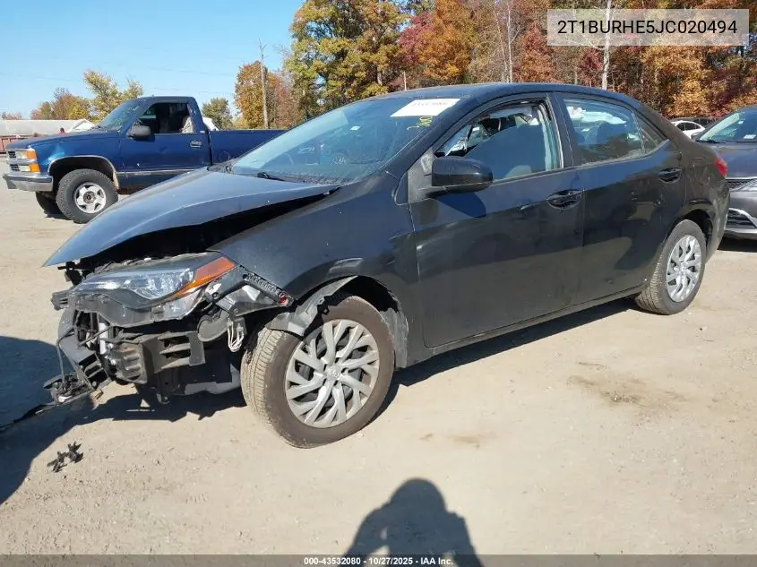 2T1BURHE5JC020494 2018 Toyota Corolla Le