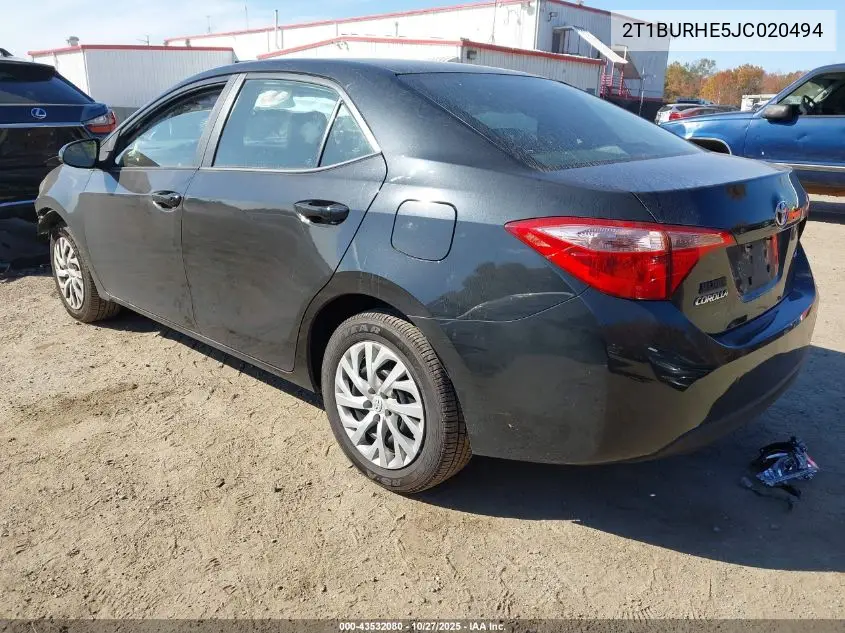 2T1BURHE5JC020494 2018 Toyota Corolla Le
