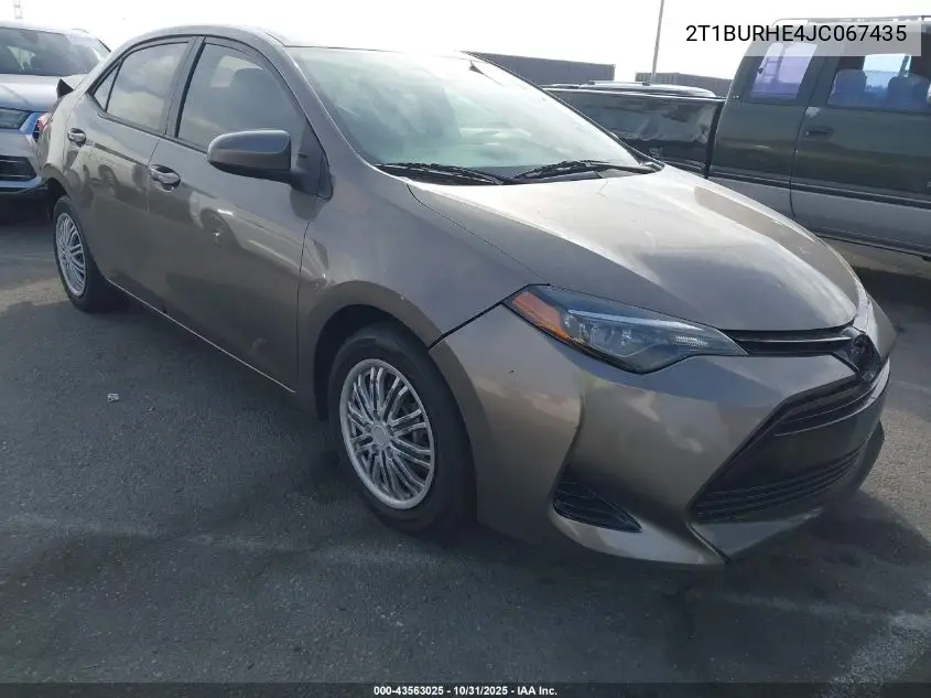 2T1BURHE4JC067435 2018 Toyota Corolla Le