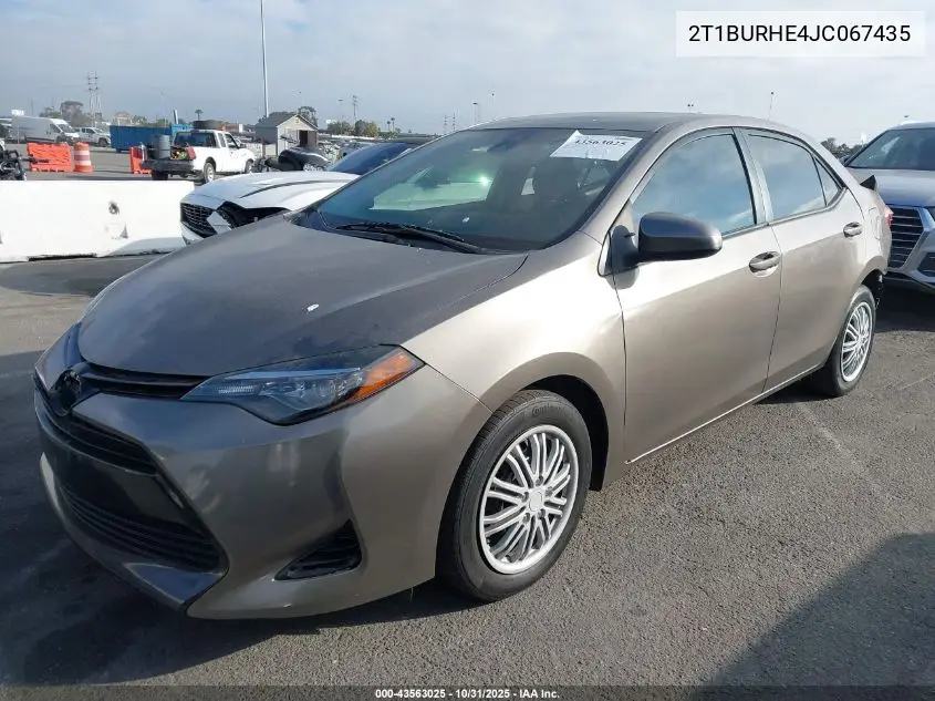 2T1BURHE4JC067435 2018 Toyota Corolla Le