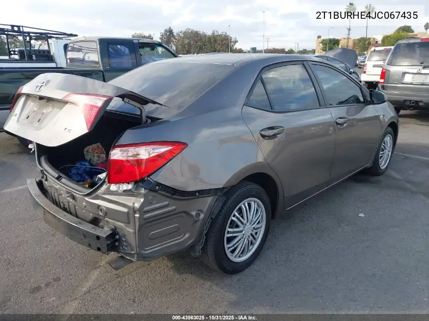 2T1BURHE4JC067435 2018 Toyota Corolla Le