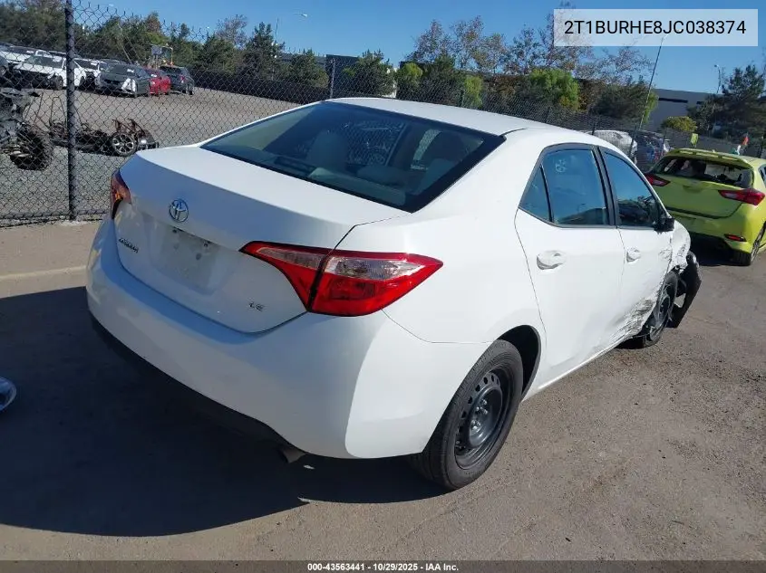 2T1BURHE8JC038374 2018 Toyota Corolla Le