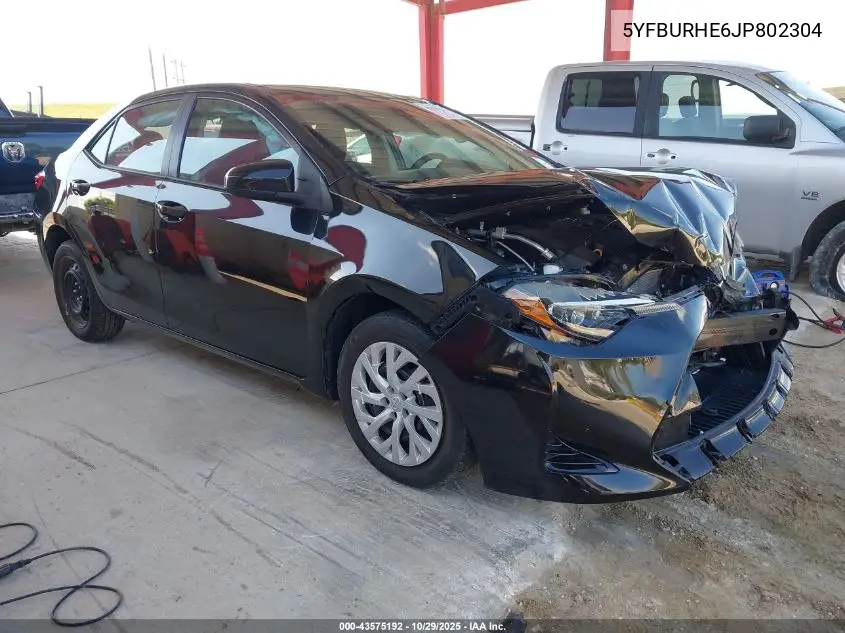 5YFBURHE6JP802304 2018 Toyota Corolla Le
