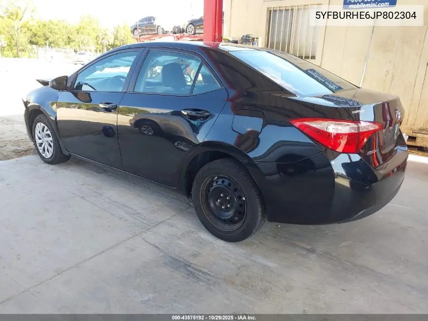 5YFBURHE6JP802304 2018 Toyota Corolla Le