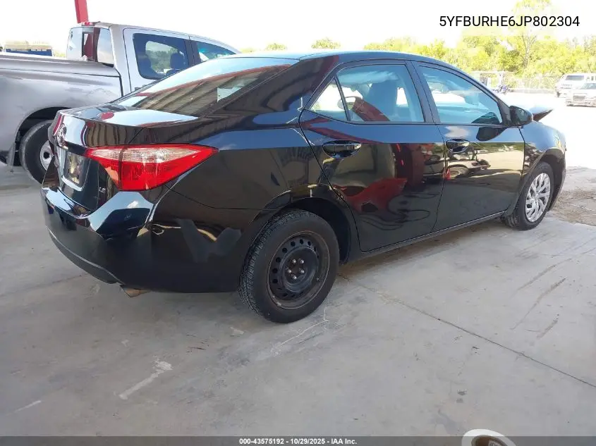 5YFBURHE6JP802304 2018 Toyota Corolla Le