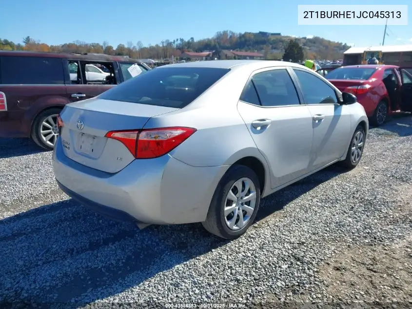 2T1BURHE1JC045313 2018 Toyota Corolla Le