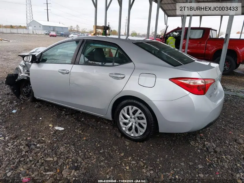 2T1BURHEXJC003433 2018 Toyota Corolla Le