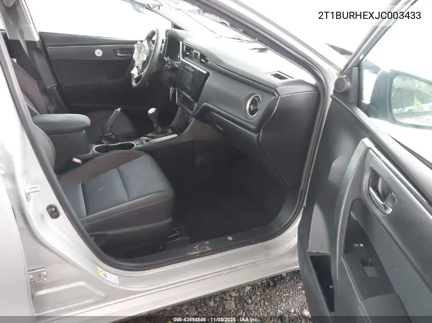 2T1BURHEXJC003433 2018 Toyota Corolla Le