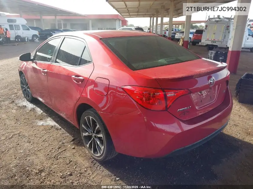 2T1BURHE7JC994302 2018 Toyota Corolla Se