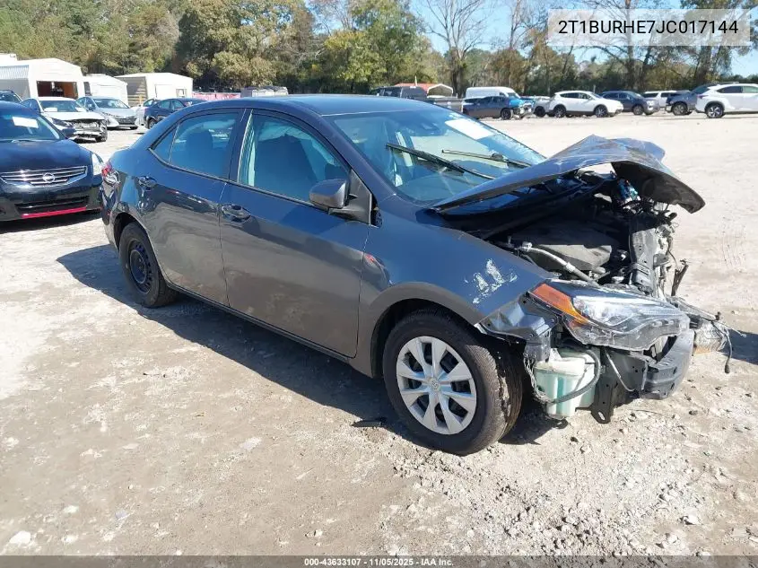 2T1BURHE7JC017144 2018 Toyota Corolla L