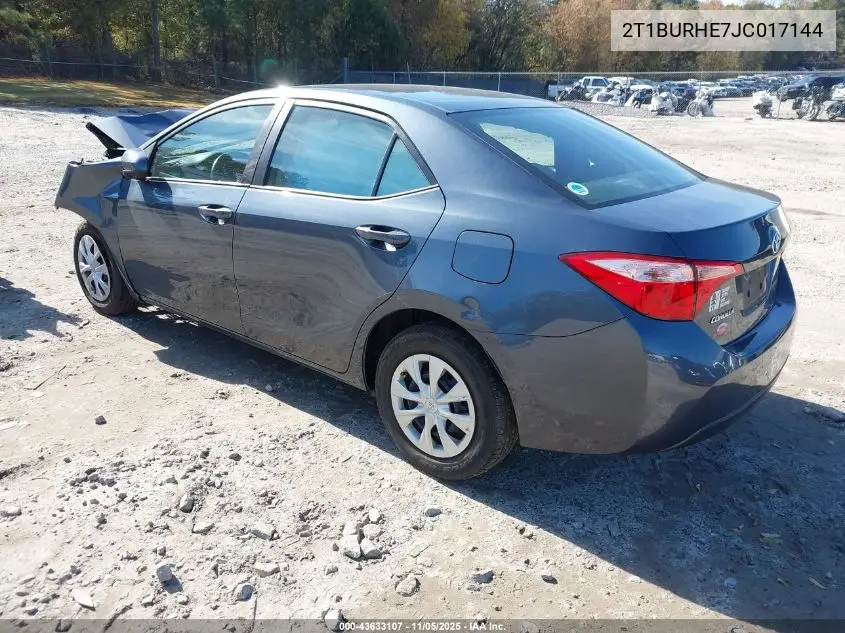2T1BURHE7JC017144 2018 Toyota Corolla L
