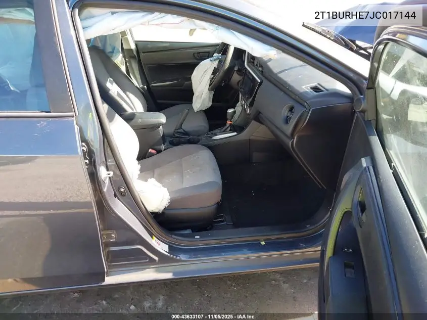 2T1BURHE7JC017144 2018 Toyota Corolla L