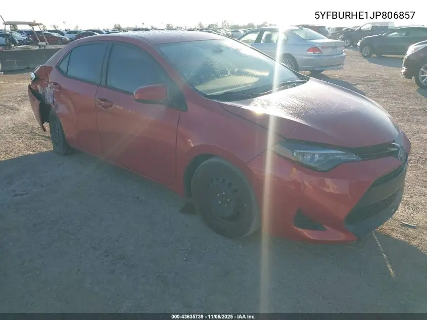 5YFBURHE1JP806857 2018 Toyota Corolla Le