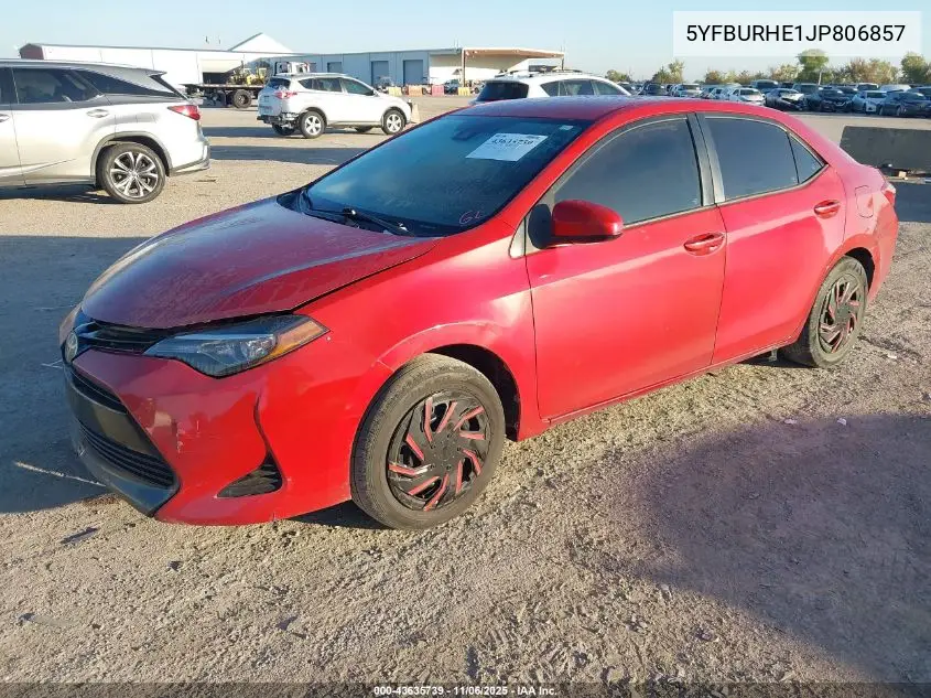 5YFBURHE1JP806857 2018 Toyota Corolla Le
