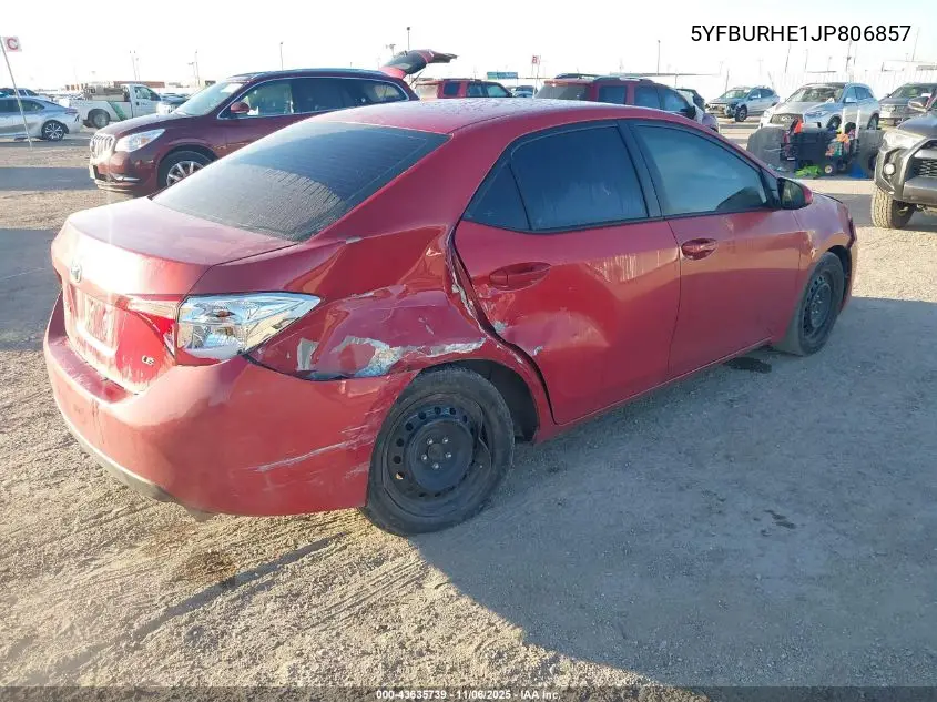 5YFBURHE1JP806857 2018 Toyota Corolla Le
