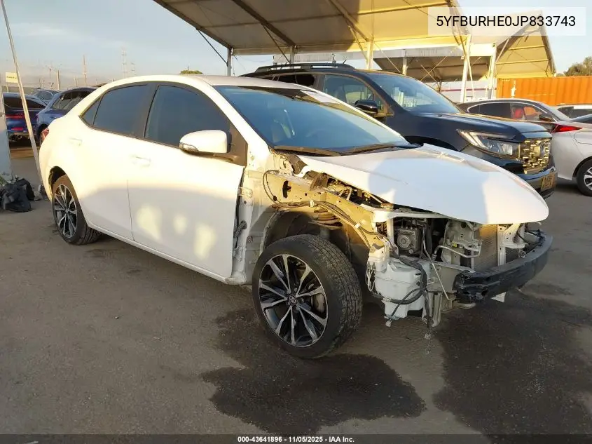 5YFBURHE0JP833743 2018 Toyota Corolla Se