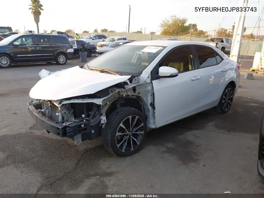 5YFBURHE0JP833743 2018 Toyota Corolla Se