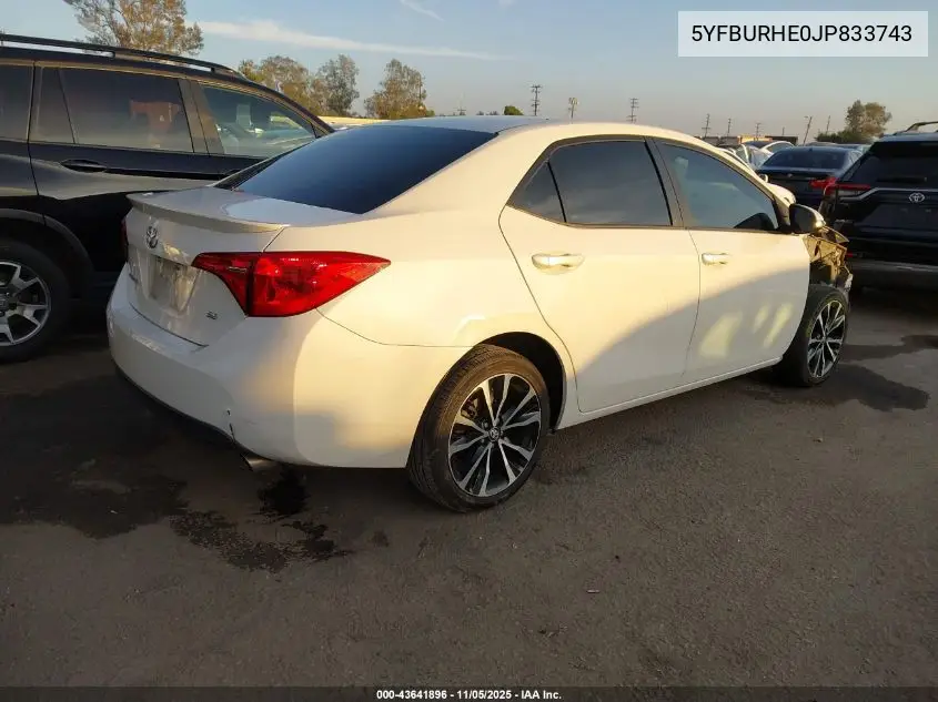 5YFBURHE0JP833743 2018 Toyota Corolla Se