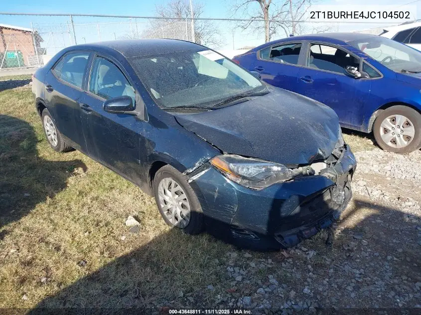 2T1BURHE4JC104502 2018 Toyota Corolla Le