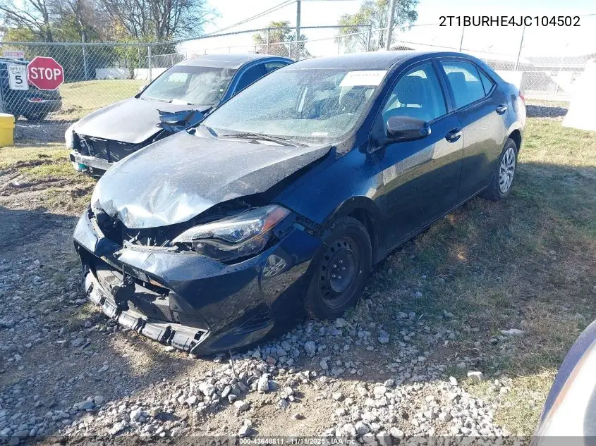 2T1BURHE4JC104502 2018 Toyota Corolla Le