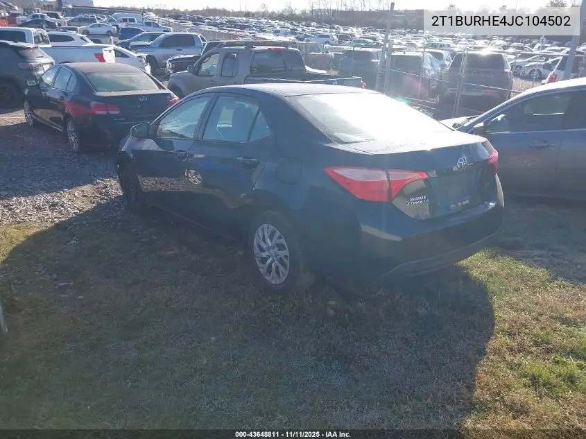2T1BURHE4JC104502 2018 Toyota Corolla Le