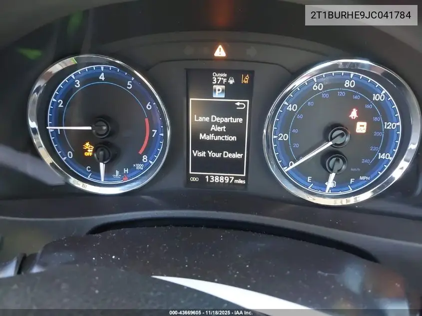 2T1BURHE9JC041784 2018 Toyota Corolla Se