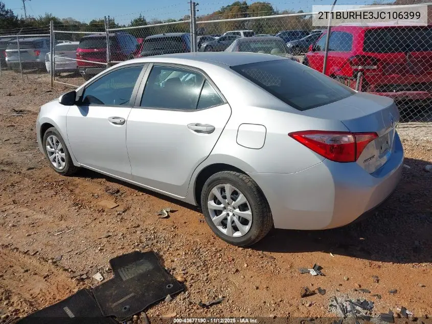 2T1BURHE3JC106399 2018 Toyota Corolla Le