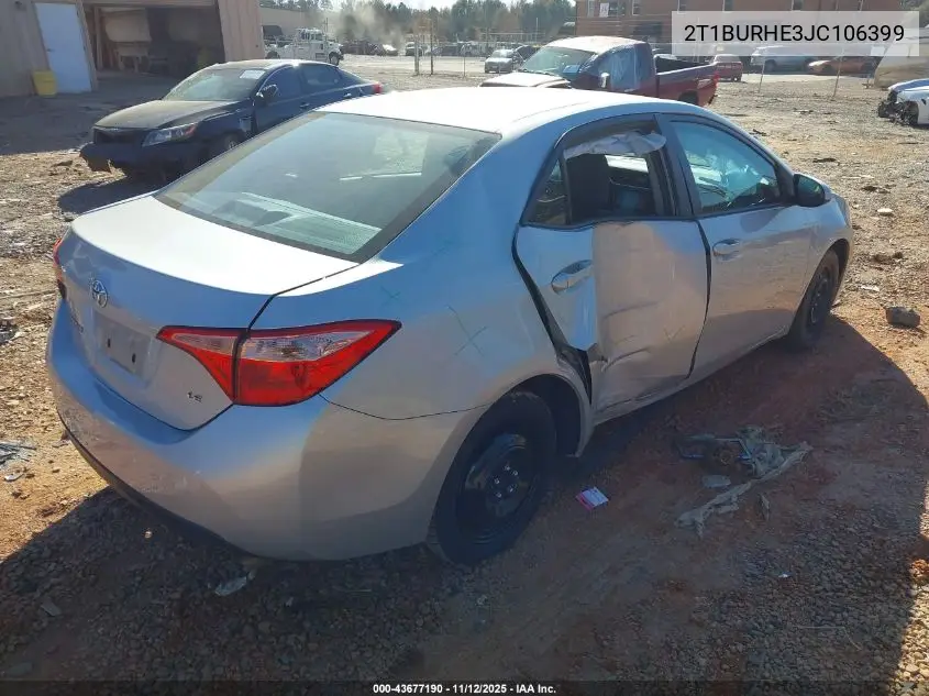 2T1BURHE3JC106399 2018 Toyota Corolla Le