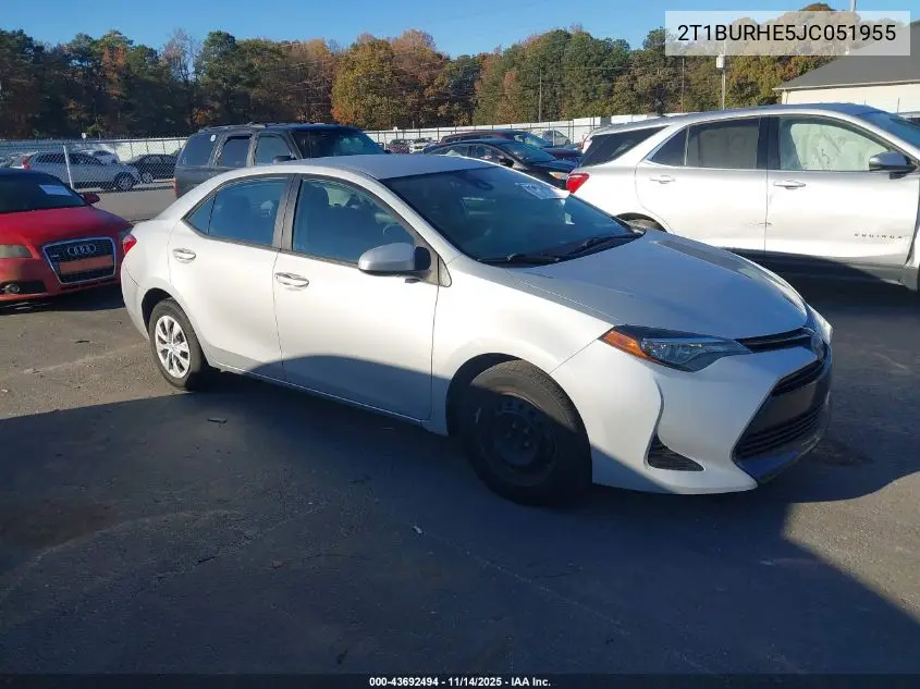 2T1BURHE5JC051955 2018 Toyota Corolla L